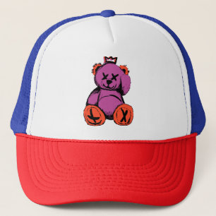 Casquette Ours en peluche royal en violet et orange