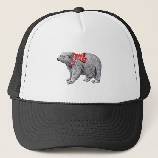 Casquette Ours polaire dans l'Écharpe rouge (Devant)