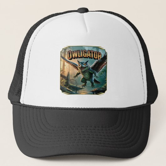 Casquette Owligator Illustration – Owl Alligator Funny Scary (Devant)