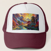 Casquette Pagode et paysage coloré (Devant)