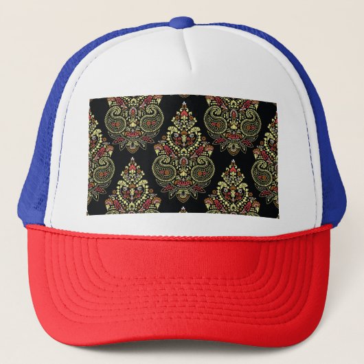 Casquette Paisley, arrière - plan noir géométrique (Devant)