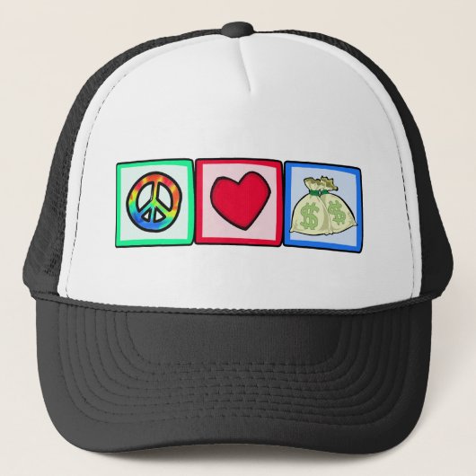 Casquette Paix, amour, argent (Devant)