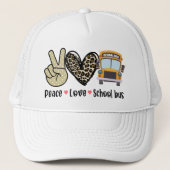 Casquette Paix, Amour, Bus scolaire (Devant)