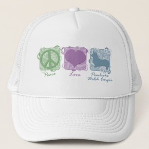 Casquette Paix, amour, et Corgis en pastel de Gallois de