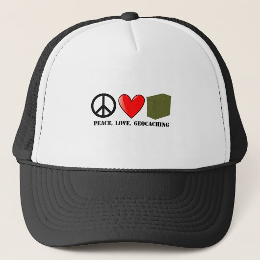 Casquette Paix, amour, Geocaching (Devant)