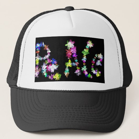 Casquette "PAIX" Impression d'art en fleurs (Devant)