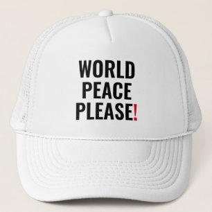 Casquette Paix mondiale s'il vous plaît noir blanc rouge pas