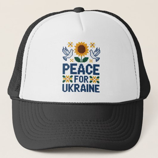 Casquette Paix pour l'Ukraine Pixel Folk Art (Devant)