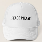 Casquette Paix S'il vous plaît blanc noir simple protestatio (Devant)