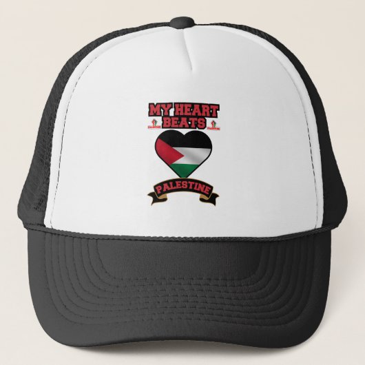 Casquette Palestine Coeur Drapeau Amour Soutien Liberté Fier (Devant)