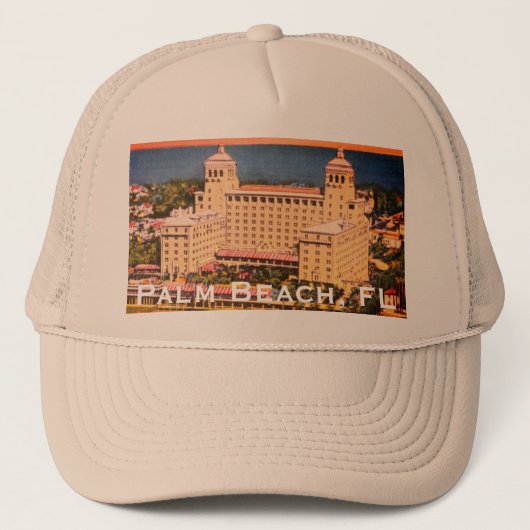 Casquette Palm Beach, Floride - Vintage Skyline Photo (Devant)