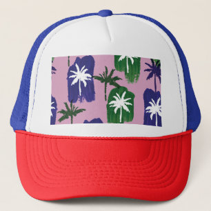 Casquette Palme peinte, Vert bleu marine.