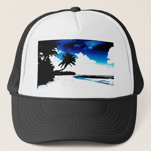 Casquette Palmier blanc noir bleu Silhouette (Devant)