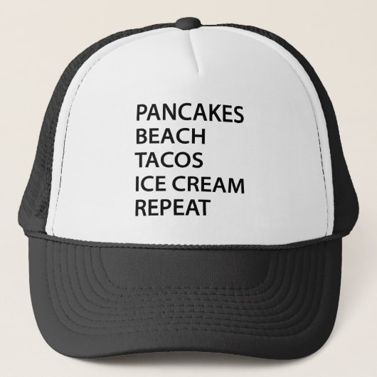 Casquette Pancakes Beach Tacos Ice Cream Repeat (Devant)