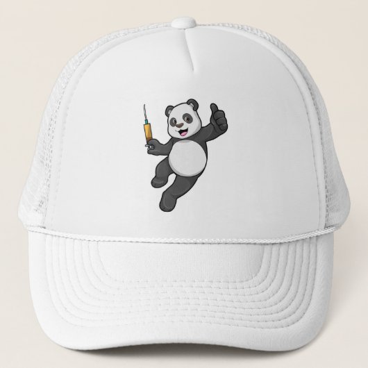 Casquette Panda à la vaccination avec seringue (Devant)