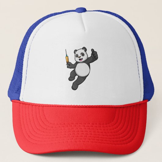 Casquette Panda à la vaccination avec seringue (Devant)