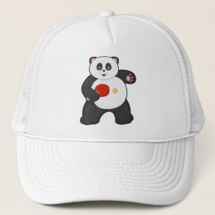 Casquette Panda au ping-pong avec raquette de ping-pong