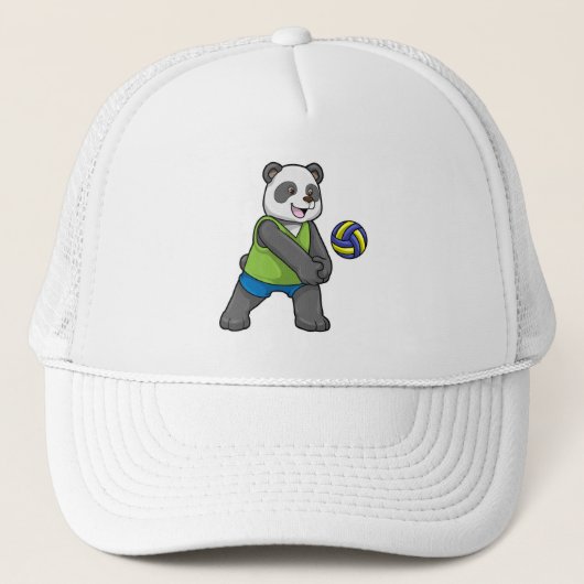 Casquette Panda aux sports avec volleyball (Devant)
