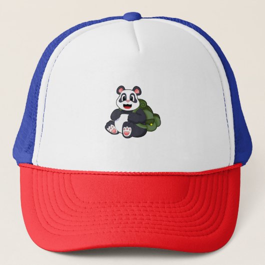 Casquette Panda comme randonneur avec sac à dos (Devant)
