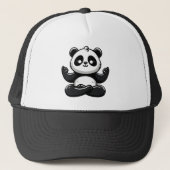 Casquette Panda Méditant Zen - Pose Mignonne Méditation Anim (Devant)