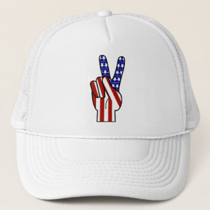 Casquette Panneau de paix main - Blanc rouge & Bleu