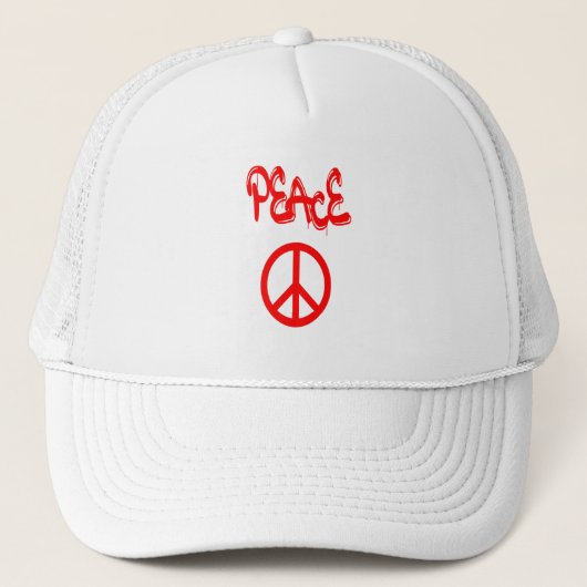 Casquette Panneau de Paix Rouge avec Paix Expliquée en Graff (Devant)