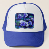 Casquette Pansies Bleues Pansy Fleur peinture florale (Devant)