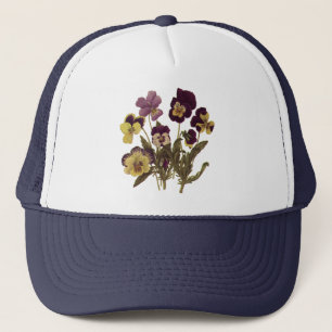 Casquette Pansies vintages en Fleur, Fleurs de Jardin Floral