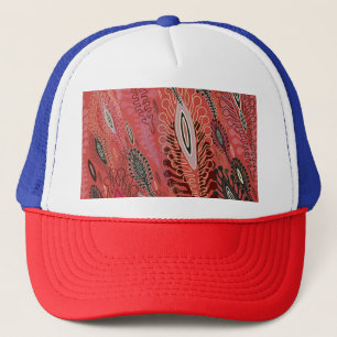 Casquette Paon vintage rouge décoratif Motif sans couture