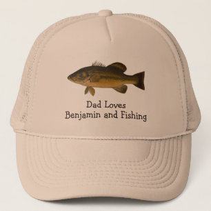 Casquette Papa aime le nom de l'enfant et la pêche avec la b