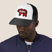 Casquette Papa Bear - Bison rouge et noir plaid (En situation)
