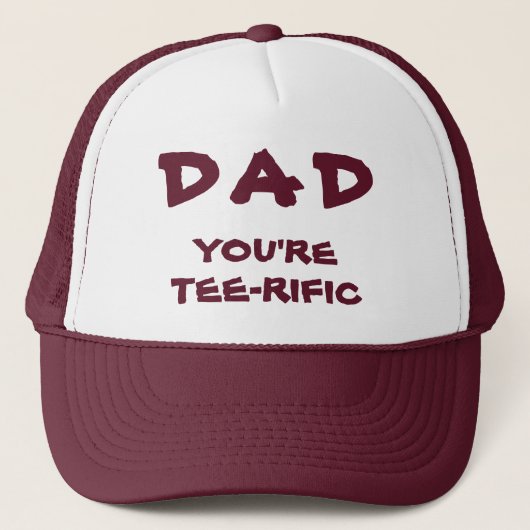 Casquette Papa Tu es Tee-Rific Golf Pun Maroon Et Blanc (Devant)