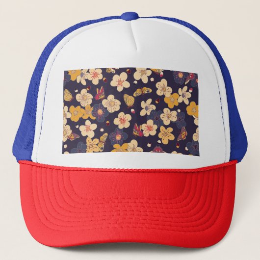Casquette Papillon en fleurs de cerisier asiatique (Devant)