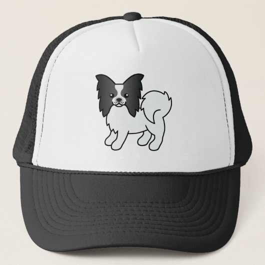 Casquette Papillon noir et blanc mignon chien de dessin (Devant)