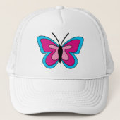 Casquette Papillon Rose Magenta Bleu (Devant)