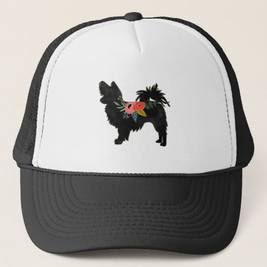 Casquette Papillon Toy Chien race Boho Floral Silhouette (Devant)
