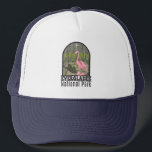 Casquette Parc national des Everglades Floride Flamant rose<br><div class="desc">Everglades conception d'oeuvres vectorielles. Le parc est composé de mangroves côtières,  de marais de scie et de pinèdes plates qui abritent des centaines d'espèces animales.</div>