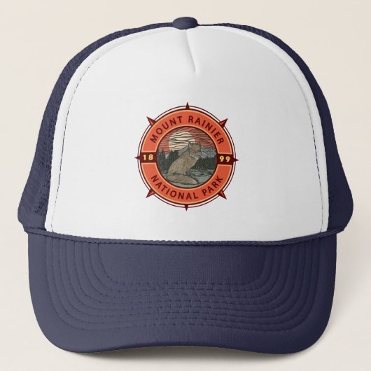 Casquette Parc national du Mont Rainier Red Fox Retro Compas (Devant)