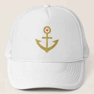 Casquette Parties scintillant d'or Stylisé Ancre nautique