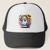 Casquette Party Ghost with Cat Cute Halloween Cartoon (Devant)