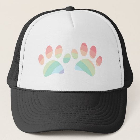 Casquette Pastel Color Rainbow Chien Empreintes de pattes (Devant)
