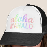 Casquette Pastel Rainbows Aloha Mahalo Hawaiian<br><div class="desc">Trucker Hat Surfer Beach Style - Pastel Rainbows Aloha Mahalo Hawaiian Trucker Hat. — DÉTAILS DU PRODUIT : Réglable de 17" à 24". 100% mousse de polyester avant. Large zone pour votre design. 100% nylon maille dos vous garde cool. Disponible en 11 combinaisons de couleurs Type de papier : Finition...</div>