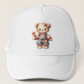 Casquette Pastel Teddy Bear Holding Flower Wear Overalls (Devant)
