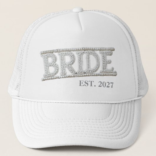 Casquette Patch Faux Pearl Brodé de mariée (Devant)