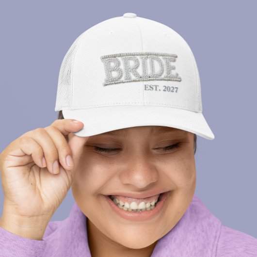 Casquette Patch Faux Pearl Brodé de mariée