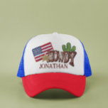 Casquette Patches Faux personnalisées Howdy USA Flag<br><div class="desc">Cette conception peut être personnalisée dans la zone fournie en modifiant la photo et/ou le texte. Vous pouvez également le customiser en cliquant sur Personnaliser ce Modèle, puis en choisissant l'option cliquer pour customiser et supprimer ou modifier la couleur de l'arrière - plan, ajouter du texte, modifier la couleur ou...</div>