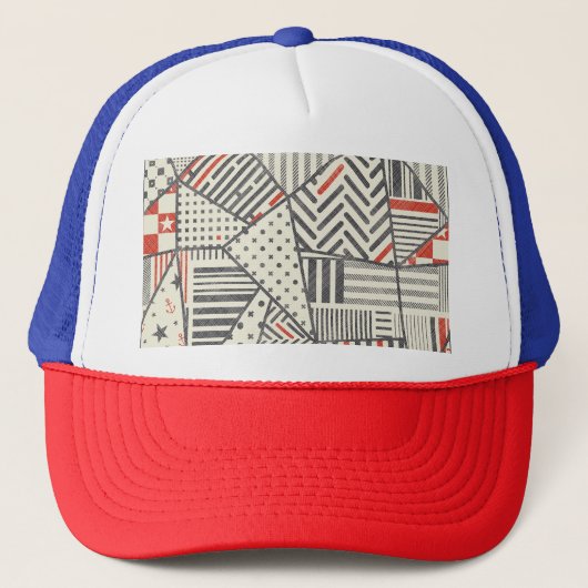 Casquette Patchwork rétro : Conception géométrique Abstraite (Devant)