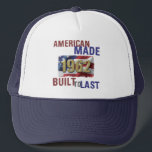 Casquette Patriotic 1962 60th Birthday<br><div class="desc">This birthday gift idea pattern says ‘American Made,  Built to Last’ with the red,  white & blue United States flag background. Perfect for dads,  brothers,  husbands and other patriots celebrating a milestone birthday.</div>