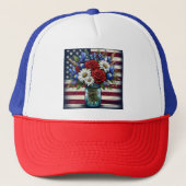 Casquette Patriotique, floral en détresse (Devant)
