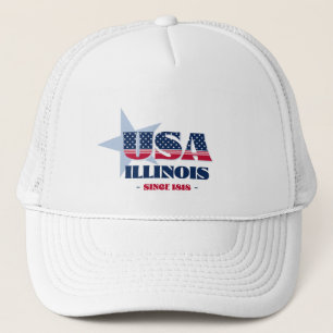 Casquette Patriotique Illinois Typographie Trucker Chapeau